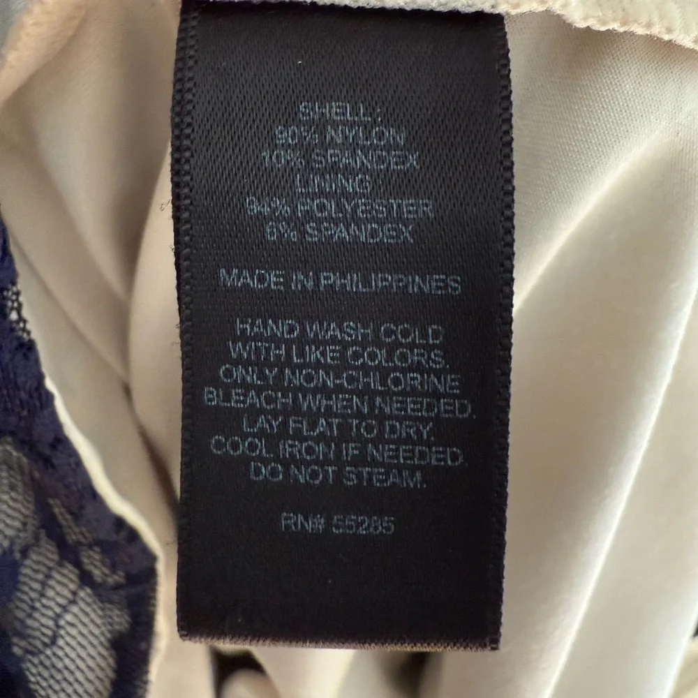 Express Navy Blue Ruched Lace Cocktail Dress Size 6 - Picture 5 of 7
